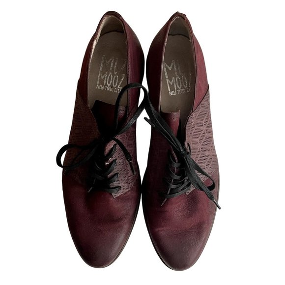 Miz Mooz Womens Oxfords EU 41 / US 9.5 Trudy Eggplant Maroon Leather Office Work - Picture 4 of 15